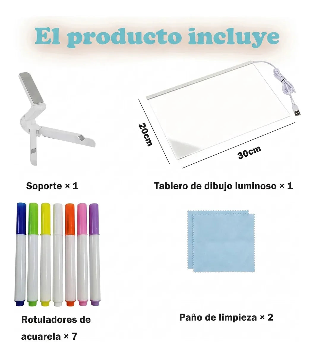 Pizarra Mágica 20cm x 30cm Luz Led Usb